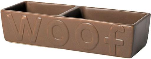 Ancol Ceramic Brown Double Dog Bowl RRP 9.99 CLEARANCE XL 7.99